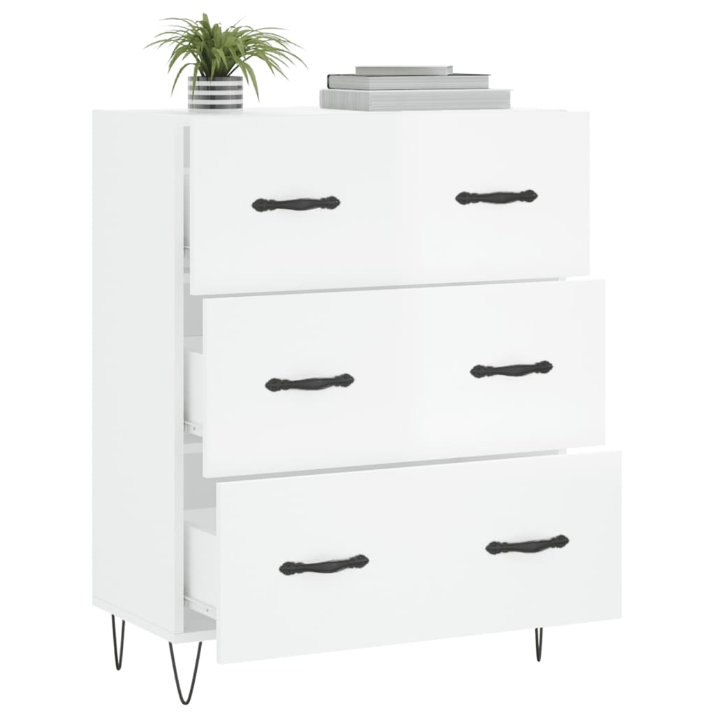 vidaXL Servantă, alb extralucios, 69,5x34x90 cm, lemn compozit vidaXL Servantă, alb extralucios, 69,5x34x90 cm, lemn compozit