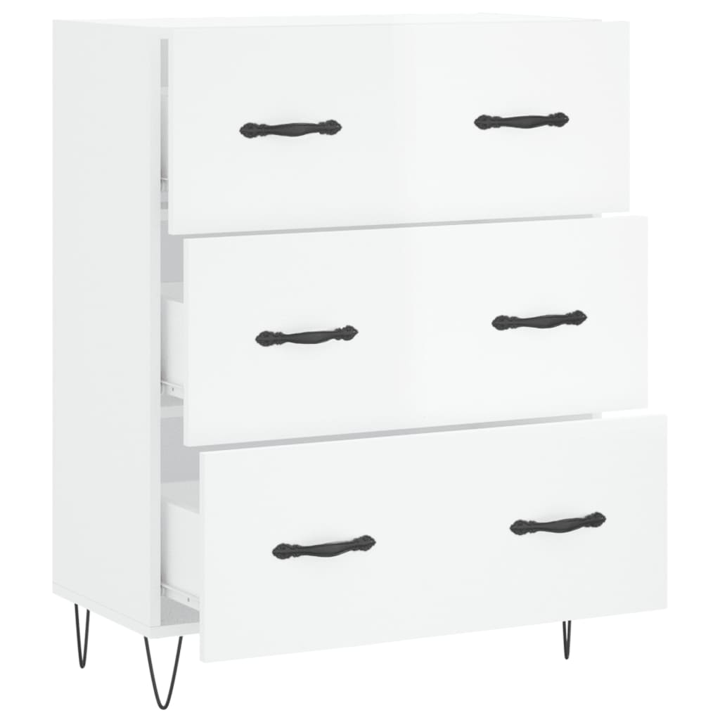 vidaXL Servantă, alb extralucios, 69,5x34x90 cm, lemn compozit vidaXL Servantă, alb extralucios, 69,5x34x90 cm, lemn compozit