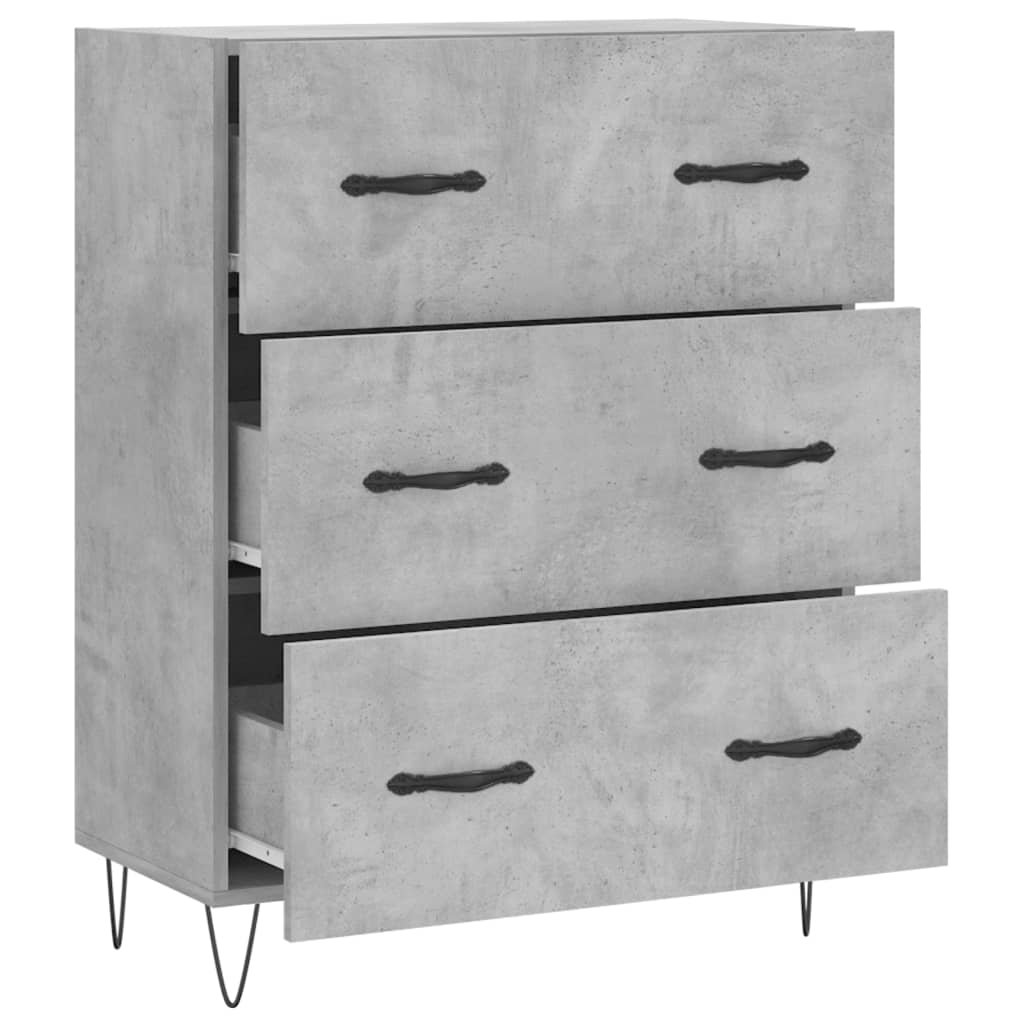 vidaXL Servantă, gri beton, 69,5x34x90 cm, lemn compozit