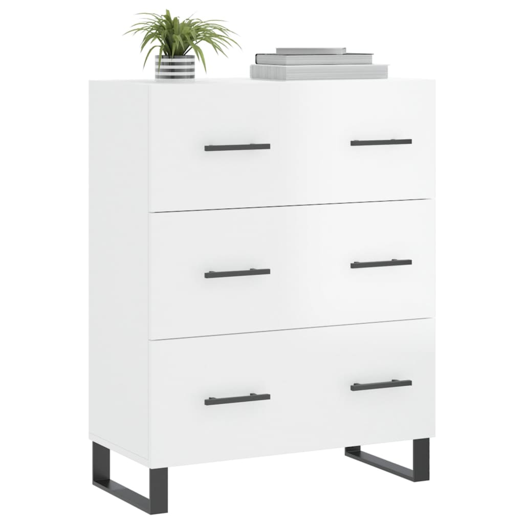 vidaXL Servantă, alb extralucios, 69,5x34x90 cm, lemn compozit
