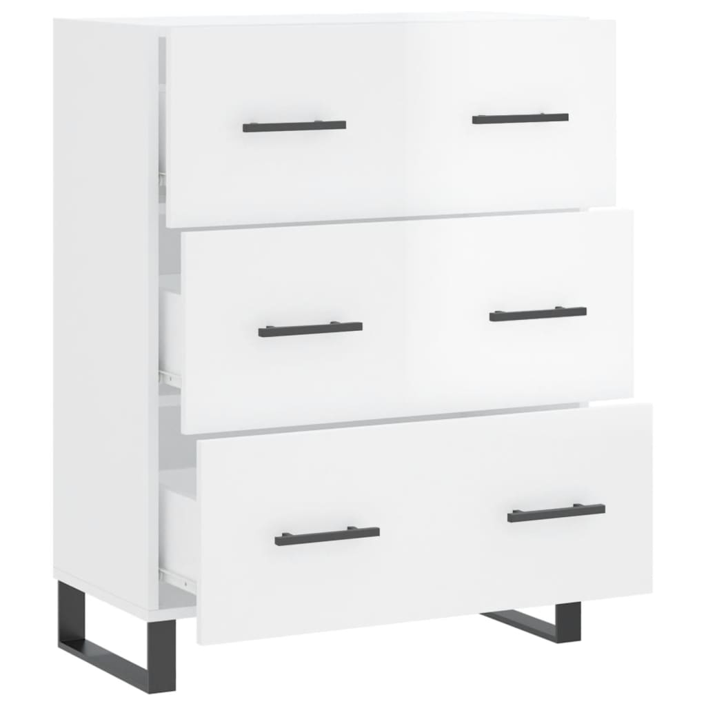 vidaXL Servantă, alb extralucios, 69,5x34x90 cm, lemn compozit
