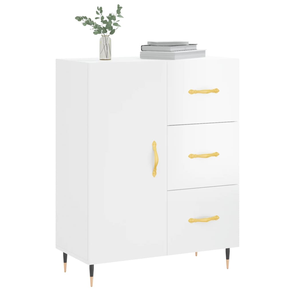 vidaXL Servantă, alb extralucios, 69,5x34x90 cm, lemn compozit vidaXL Servantă, alb extralucios, 69,5x34x90 cm, lemn compozit