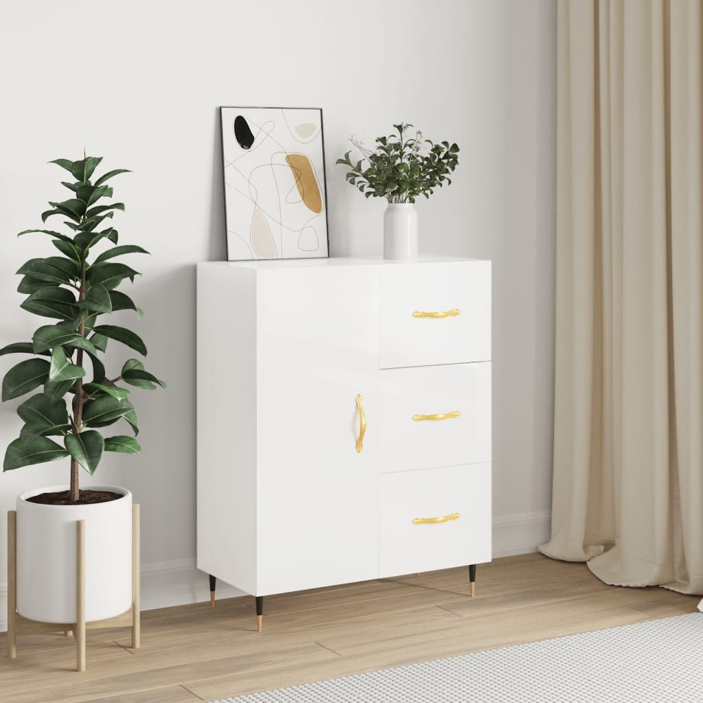 vidaXL Servantă, alb extralucios, 69,5x34x90 cm, lemn compozit vidaXL Servantă, alb extralucios, 69,5x34x90 cm, lemn compozit
