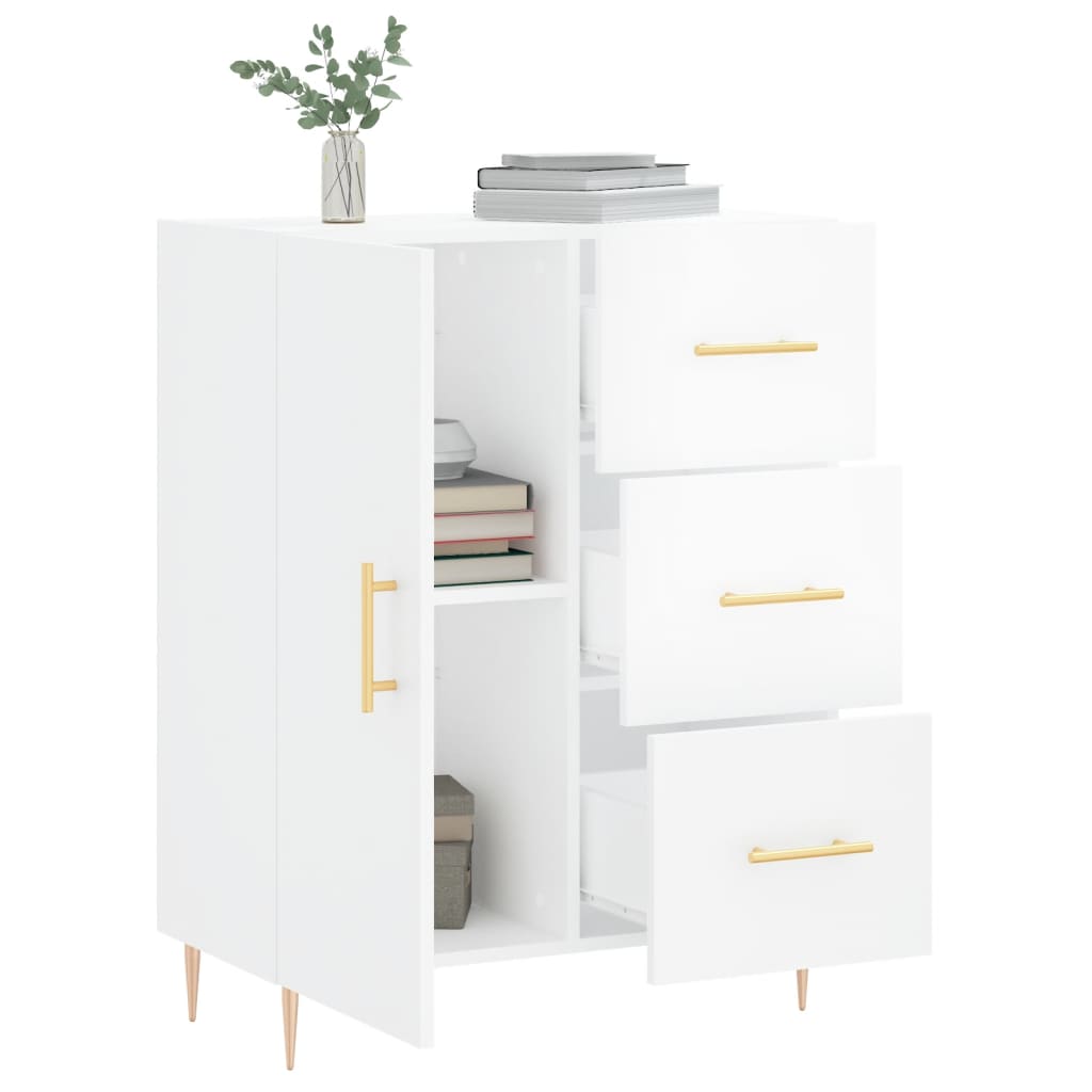 vidaXL Servantă, alb extralucios, 69,5x34x90 cm, lemn compozit