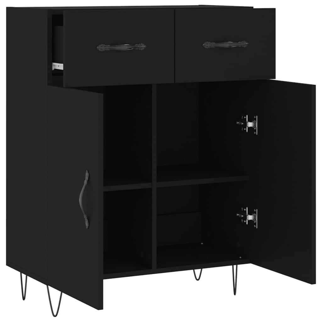 vidaXL Dulap, negru, 69,5x34x90 cm, lemn compozit