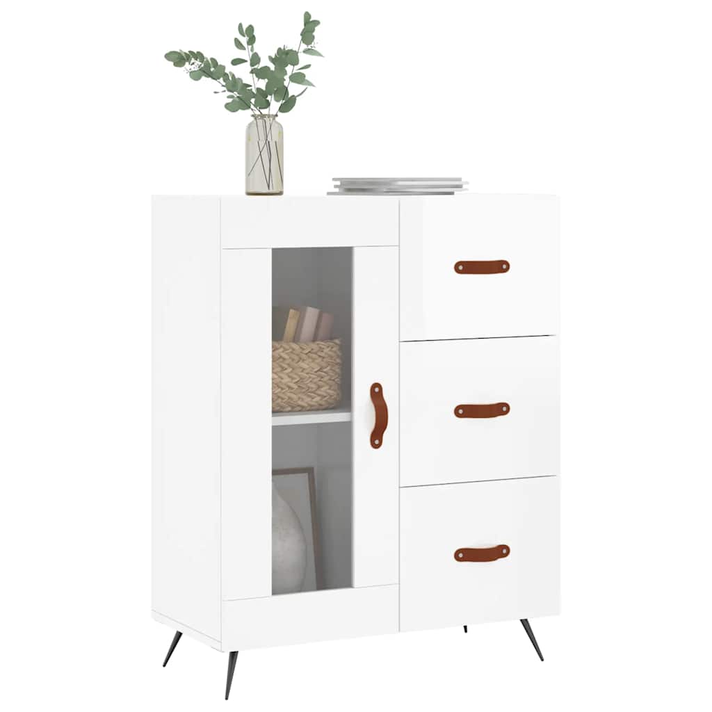vidaXL Servantă, alb extralucios, 69,5x34x90 cm, lemn compozit vidaXL Servantă, alb extralucios, 69,5x34x90 cm, lemn compozit