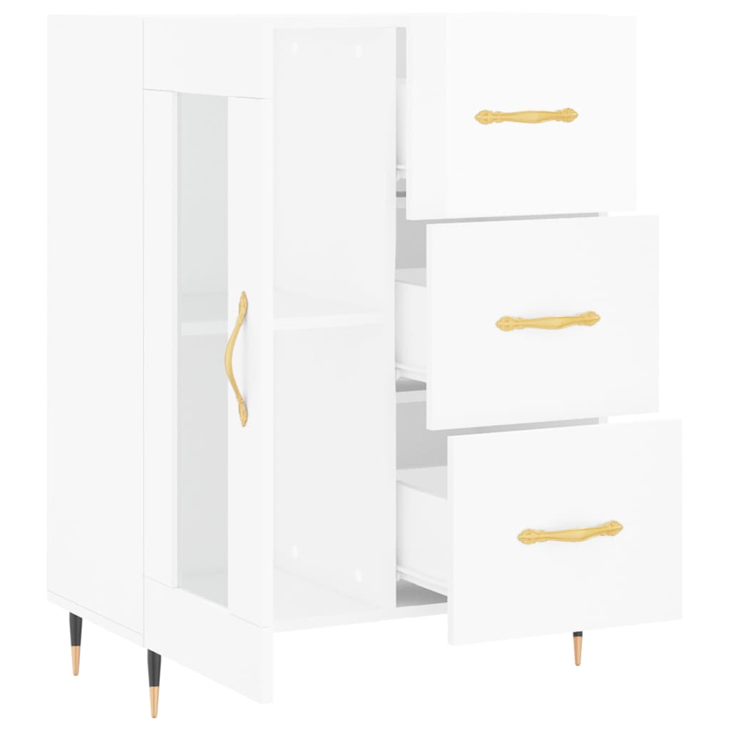 vidaXL Servantă, alb extralucios, 69,5x34x90 cm, lemn compozit