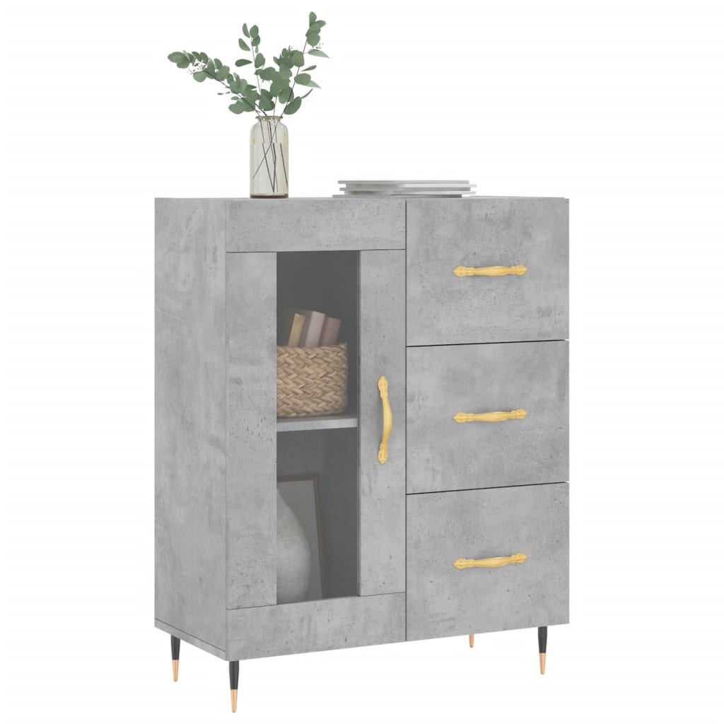 vidaXL Servantă, gri beton, 69,5x34x90 cm, lemn compozit