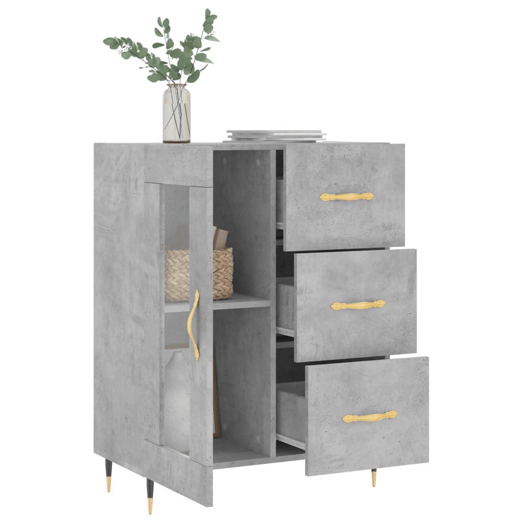 vidaXL Servantă, gri beton, 69,5x34x90 cm, lemn compozit