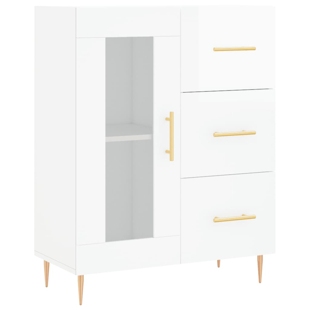 vidaXL Servantă, alb extralucios, 69,5x34x90 cm, lemn compozit