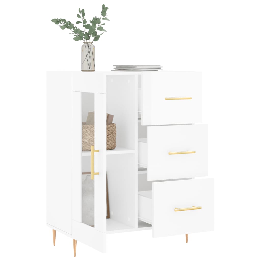 vidaXL Servantă, alb extralucios, 69,5x34x90 cm, lemn compozit