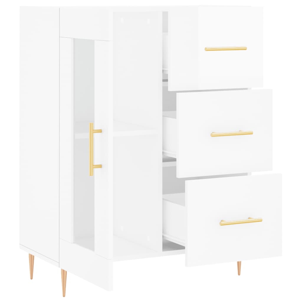 vidaXL Servantă, alb extralucios, 69,5x34x90 cm, lemn compozit