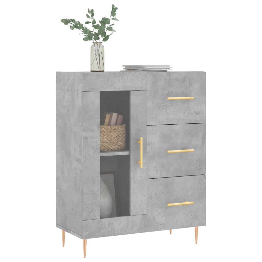 vidaXL Servantă, gri beton, 69,5x34x90 cm, lemn compozit