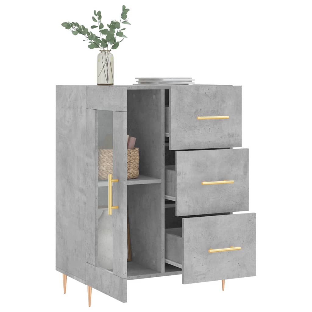 vidaXL Servantă, gri beton, 69,5x34x90 cm, lemn compozit