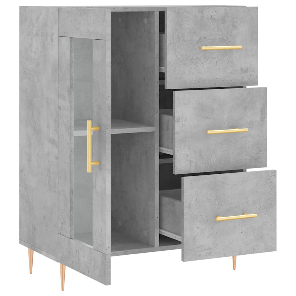 vidaXL Servantă, gri beton, 69,5x34x90 cm, lemn compozit