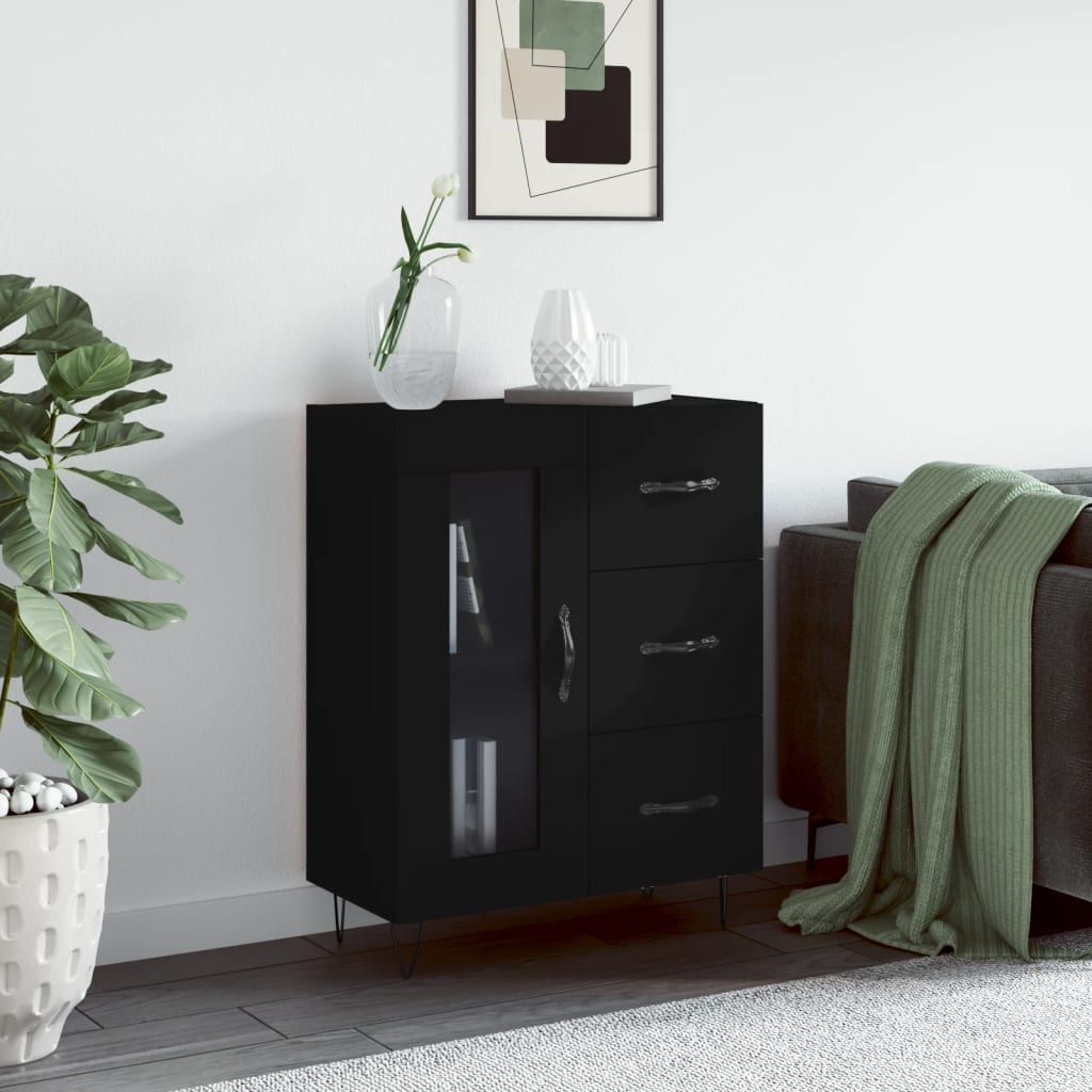 vidaXL Servantă, negru, 69,5x34x90 cm, lemn compozit vidaXL Servantă, negru, 69,5x34x90 cm, lemn compozit