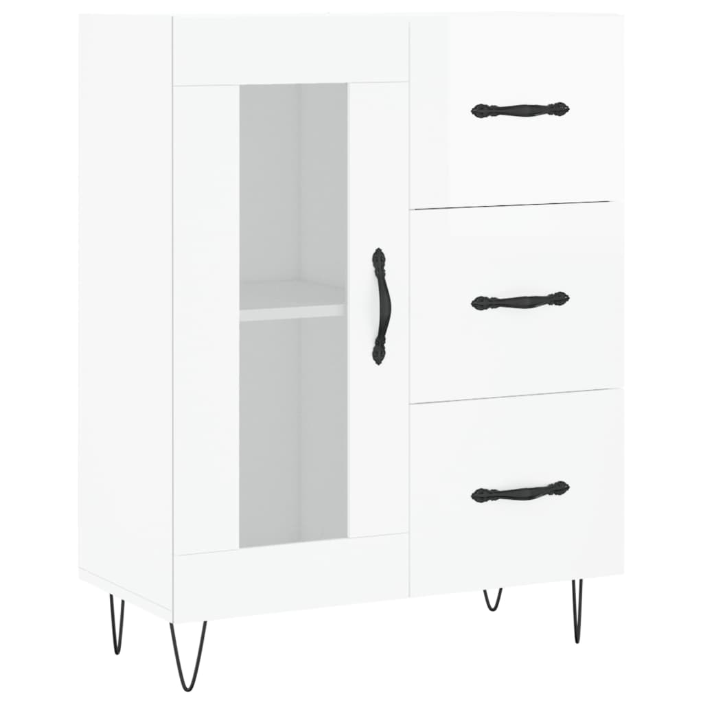 vidaXL Servantă, alb extralucios, 69,5x34x90 cm, lemn compozit