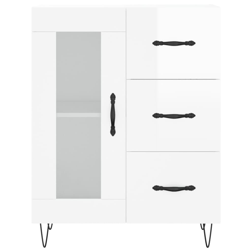 vidaXL Servantă, alb extralucios, 69,5x34x90 cm, lemn compozit