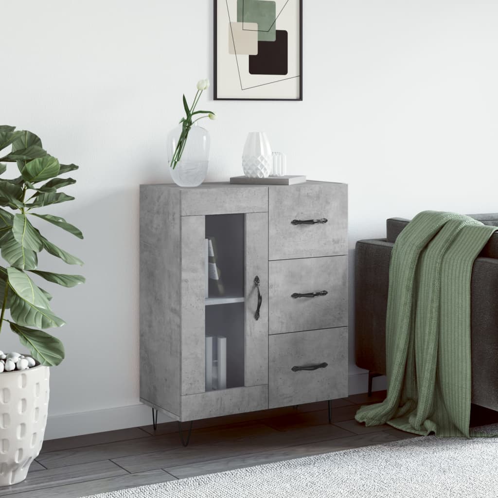 vidaXL Servantă, gri beton, 69,5x34x90 cm, lemn compozit vidaXL Servantă, gri beton, 69,5x34x90 cm, lemn compozit