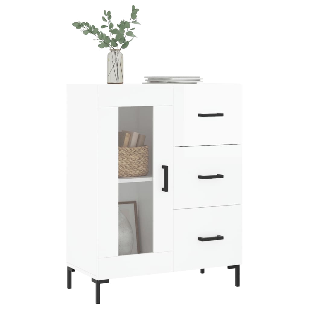 vidaXL Servantă, alb extralucios, 69,5x34x90 cm, lemn compozit vidaXL Servantă, alb extralucios, 69,5x34x90 cm, lemn compozit