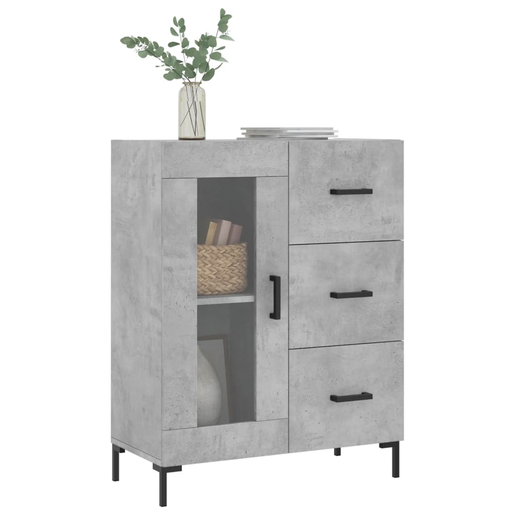 vidaXL Servantă, gri beton, 69,5x34x90 cm, lemn compozit