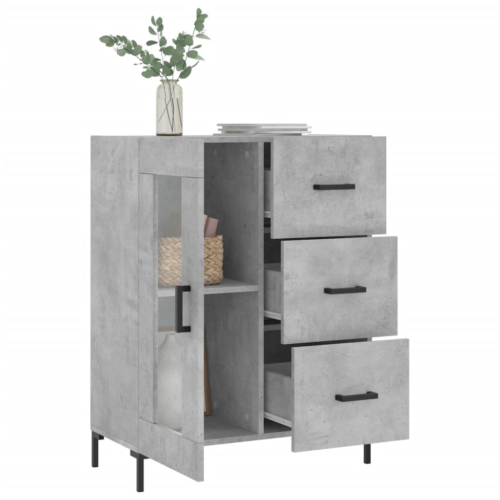 vidaXL Servantă, gri beton, 69,5x34x90 cm, lemn compozit