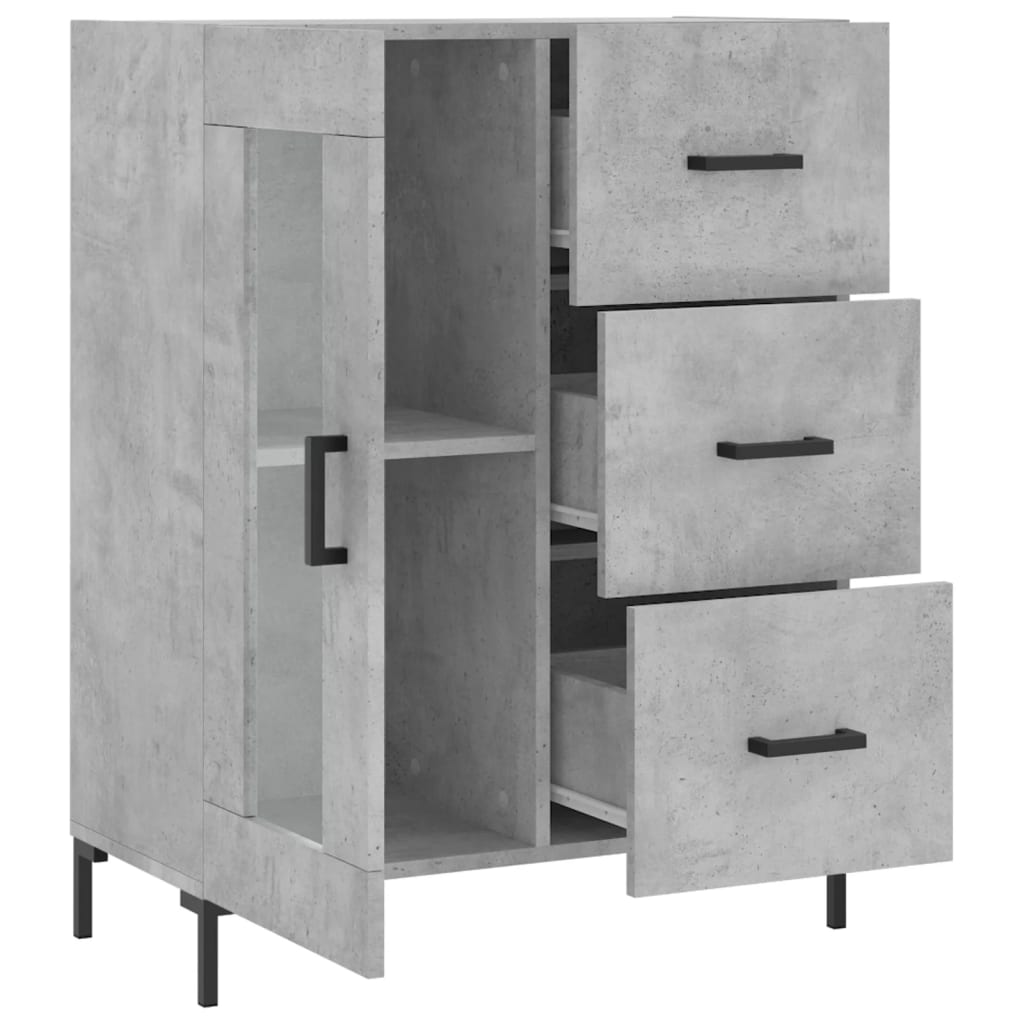 vidaXL Servantă, gri beton, 69,5x34x90 cm, lemn compozit