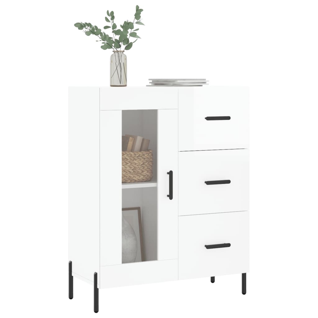 vidaXL Servantă, alb extralucios, 69,5x34x90 cm, lemn compozit vidaXL Servantă, alb extralucios, 69,5x34x90 cm, lemn compozit