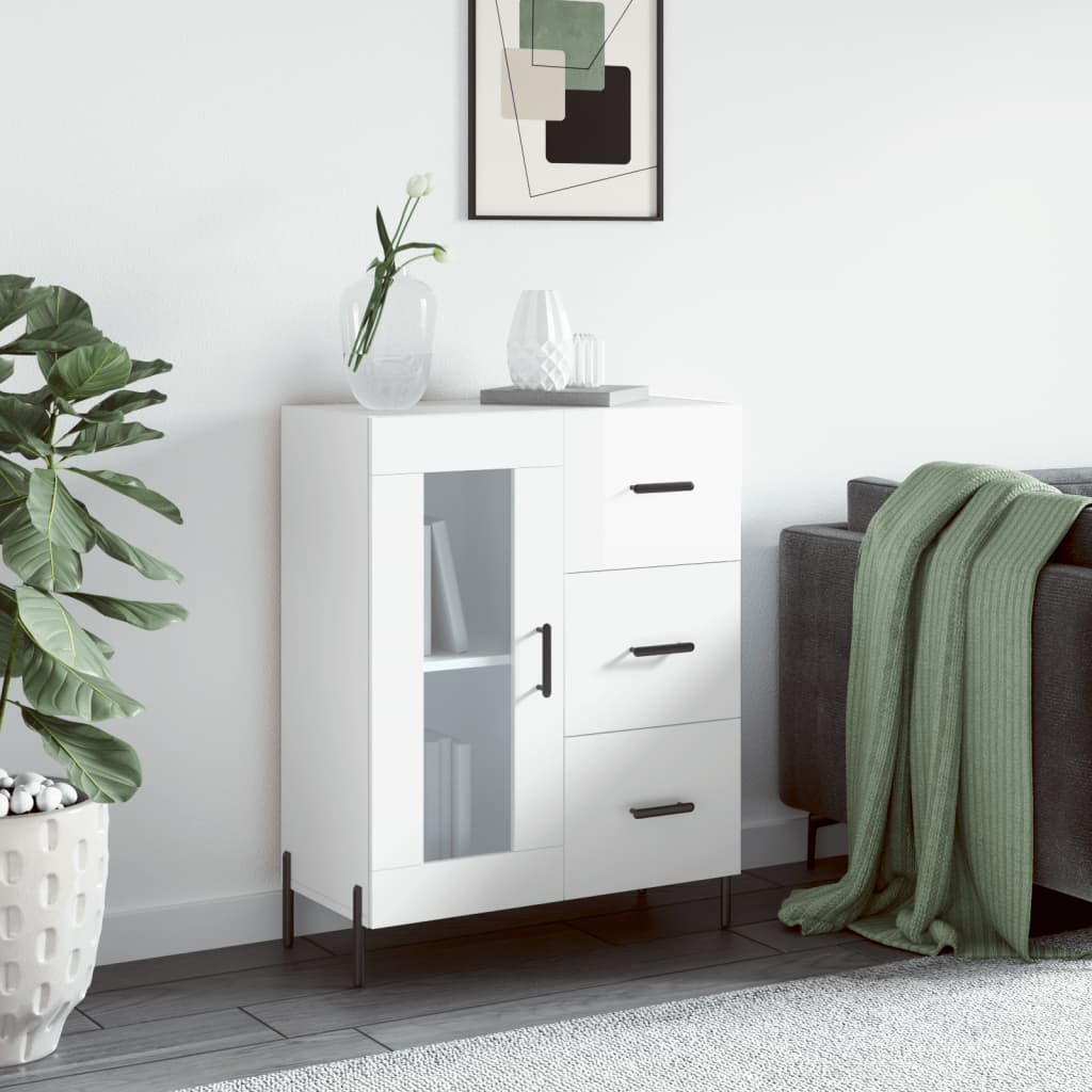 vidaXL Servantă, alb extralucios, 69,5x34x90 cm, lemn compozit vidaXL Servantă, alb extralucios, 69,5x34x90 cm, lemn compozit