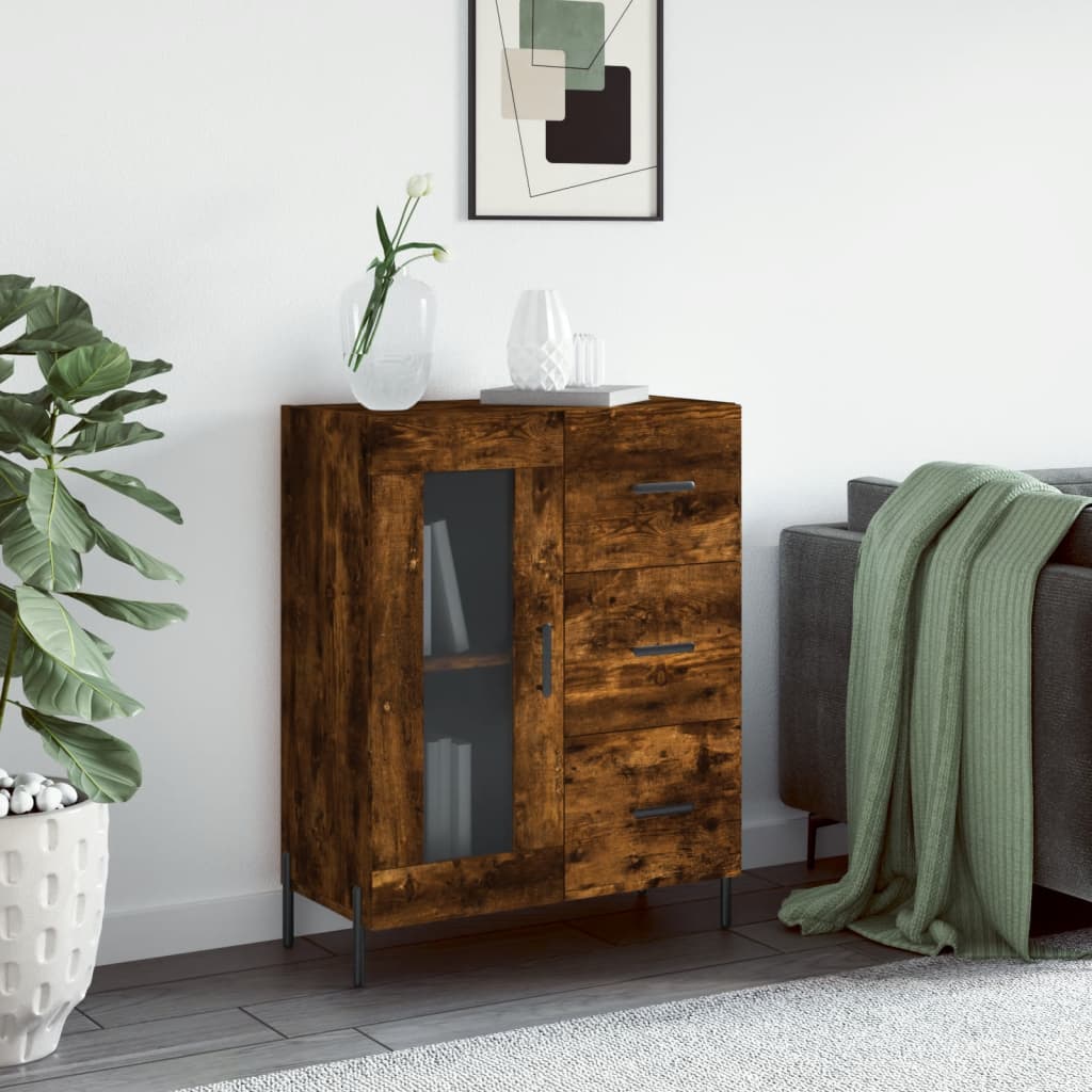 vidaXL Servantă, stejar fumuriu, 69,5x34x90 cm, lemn compozit