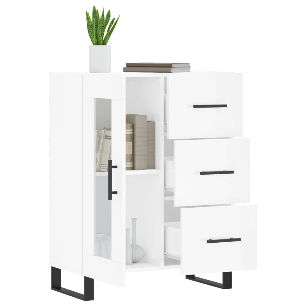 vidaXL Servantă, alb extralucios, 69,5x34x90 cm, lemn compozit vidaXL Servantă, alb extralucios, 69,5x34x90 cm, lemn compozit