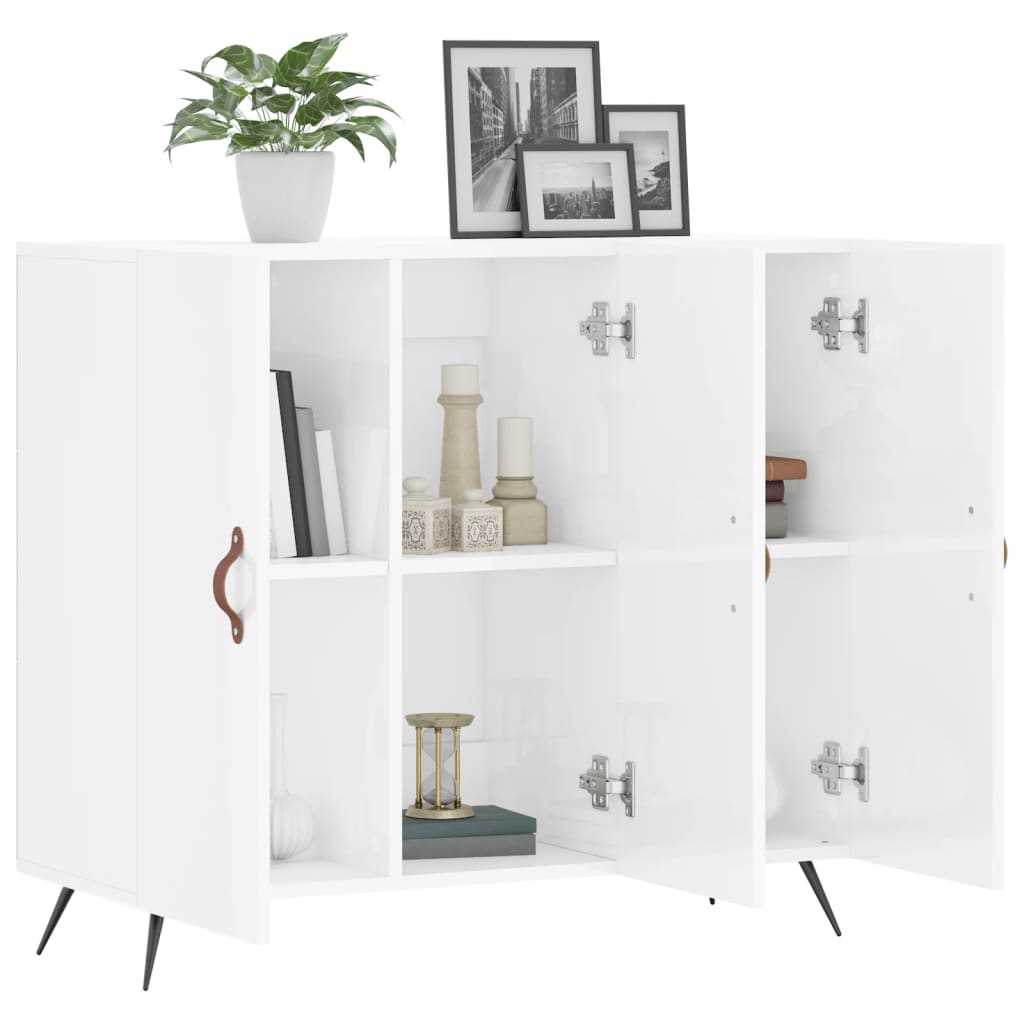 vidaXL Dulap, alb extralucios, 90x34x80 cm, lemn compozit