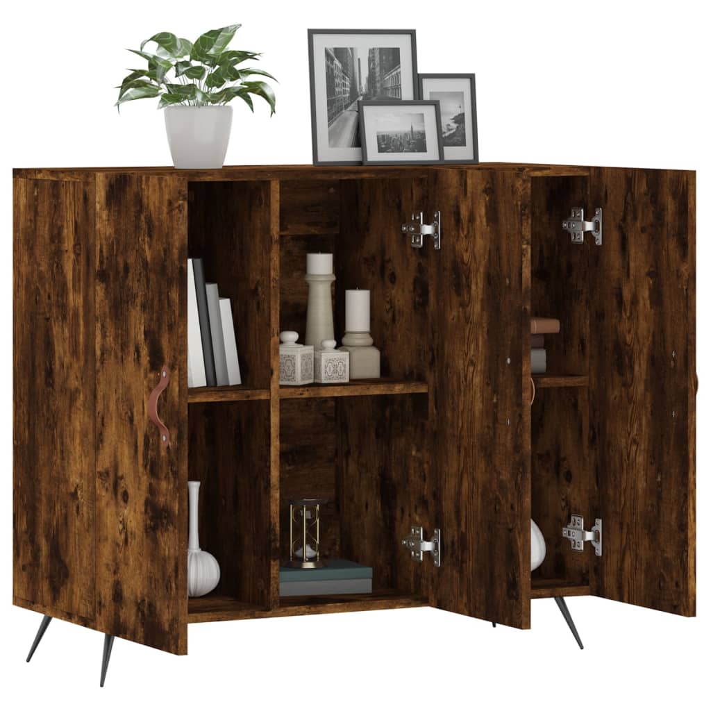 vidaXL Dulap, stejar fumuriu, 90x34x80 cm, lemn compozit