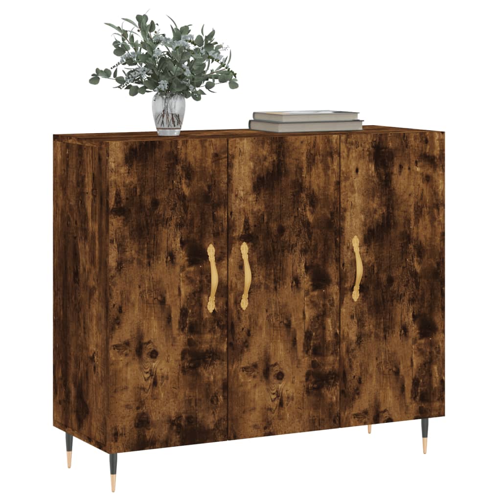 vidaXL Dulap, stejar fumuriu, 90x34x80 cm, lemn compozit