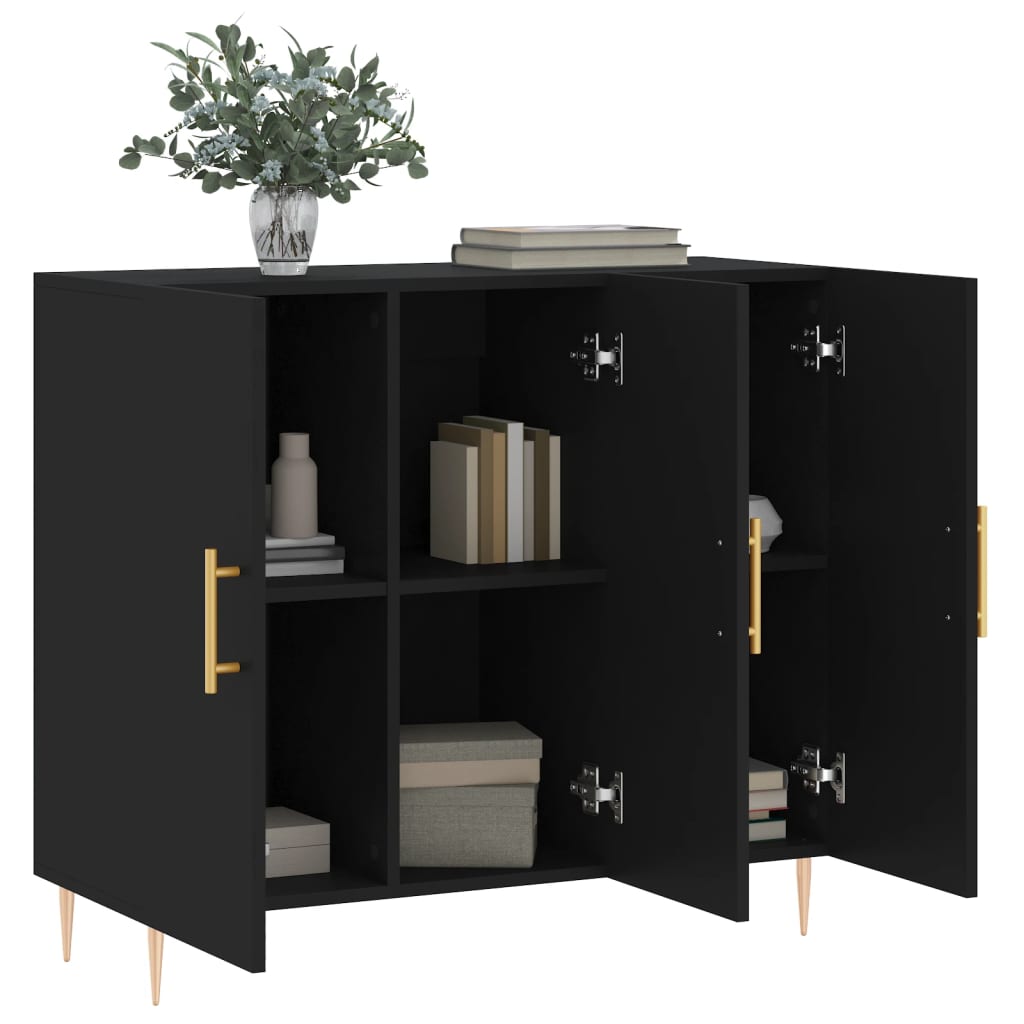 vidaXL Dulap, negru, 90x34x80 cm, lemn compozit