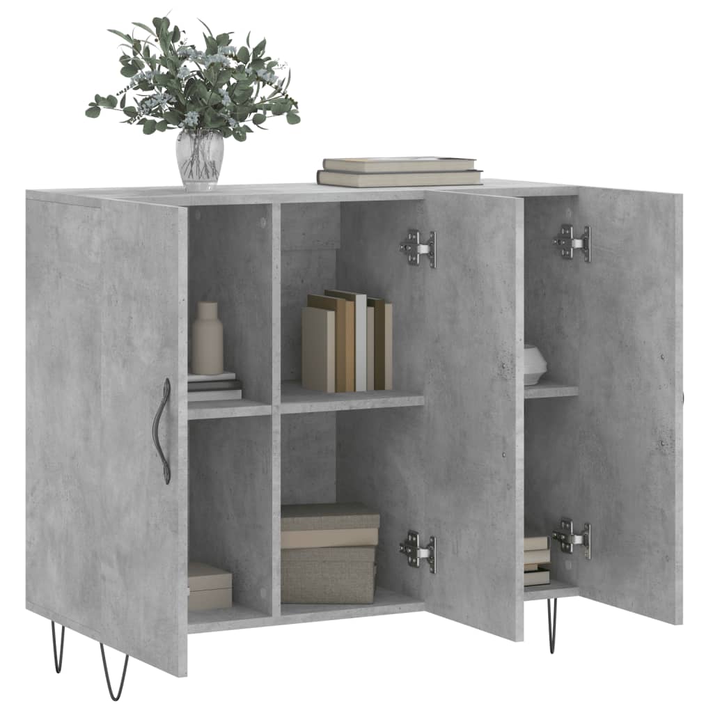 vidaXL Dulap, gri beton, 90x34x80 cm, lemn compozit