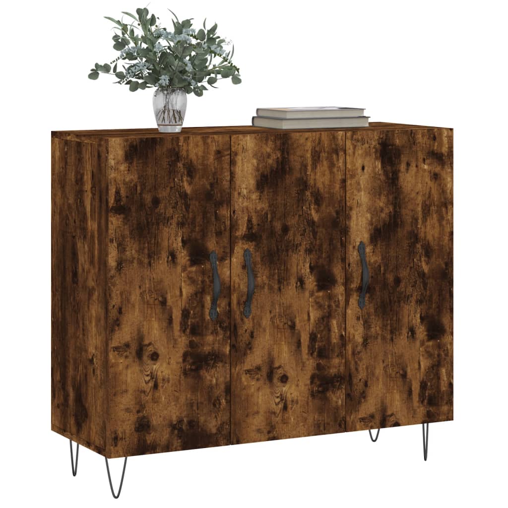 vidaXL Dulap, stejar fumuriu, 90x34x80 cm, lemn compozit