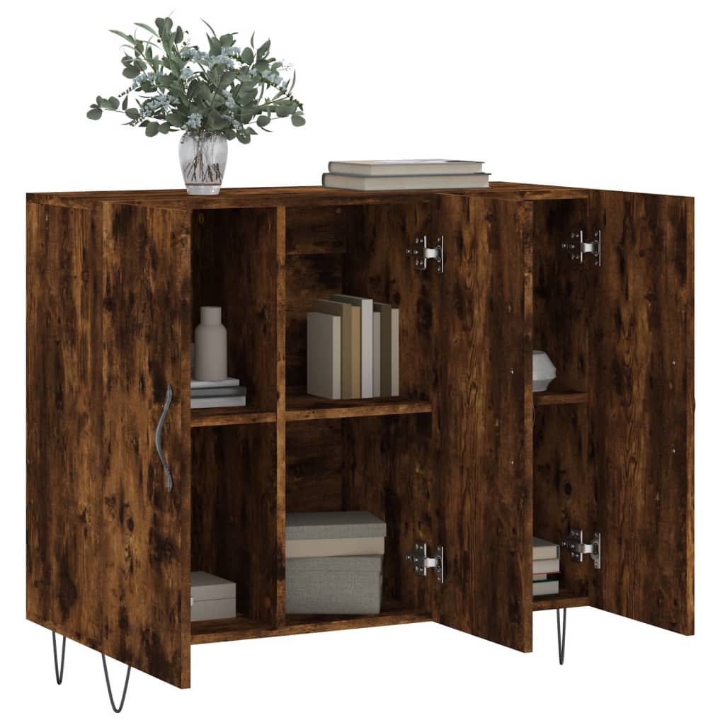 vidaXL Dulap, stejar fumuriu, 90x34x80 cm, lemn compozit