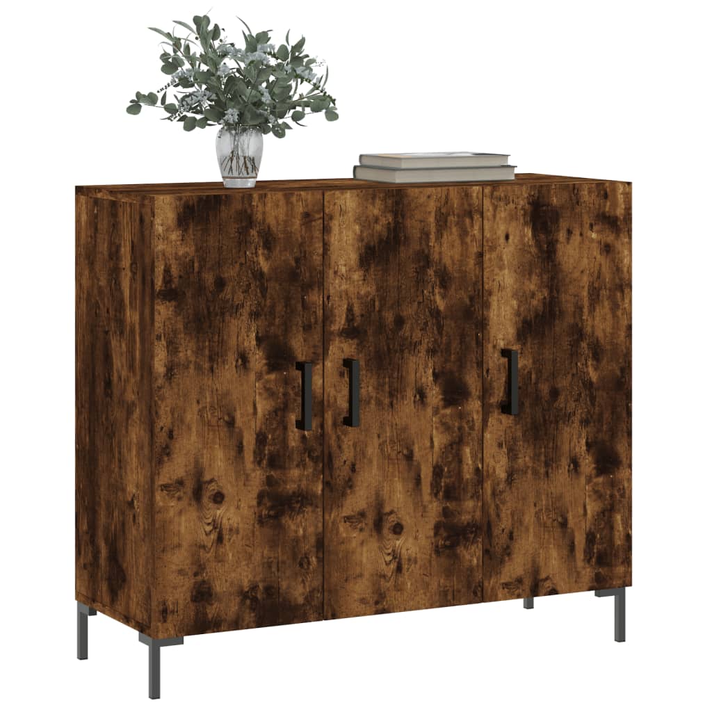 vidaXL Dulap, stejar fumuriu, 90x34x80 cm, lemn compozit
