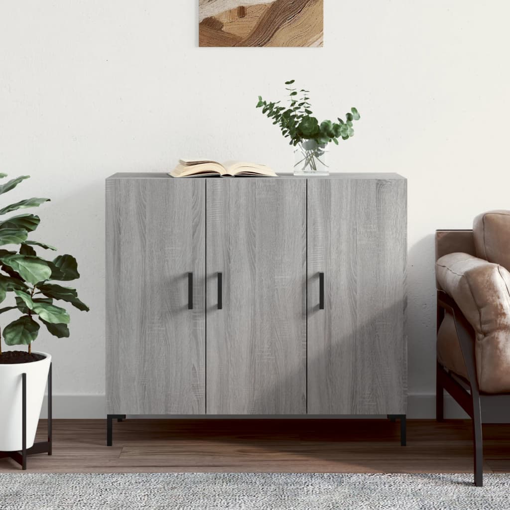 vidaXL Dulap, gri sonoma, 90x34x80 cm, lemn compozit