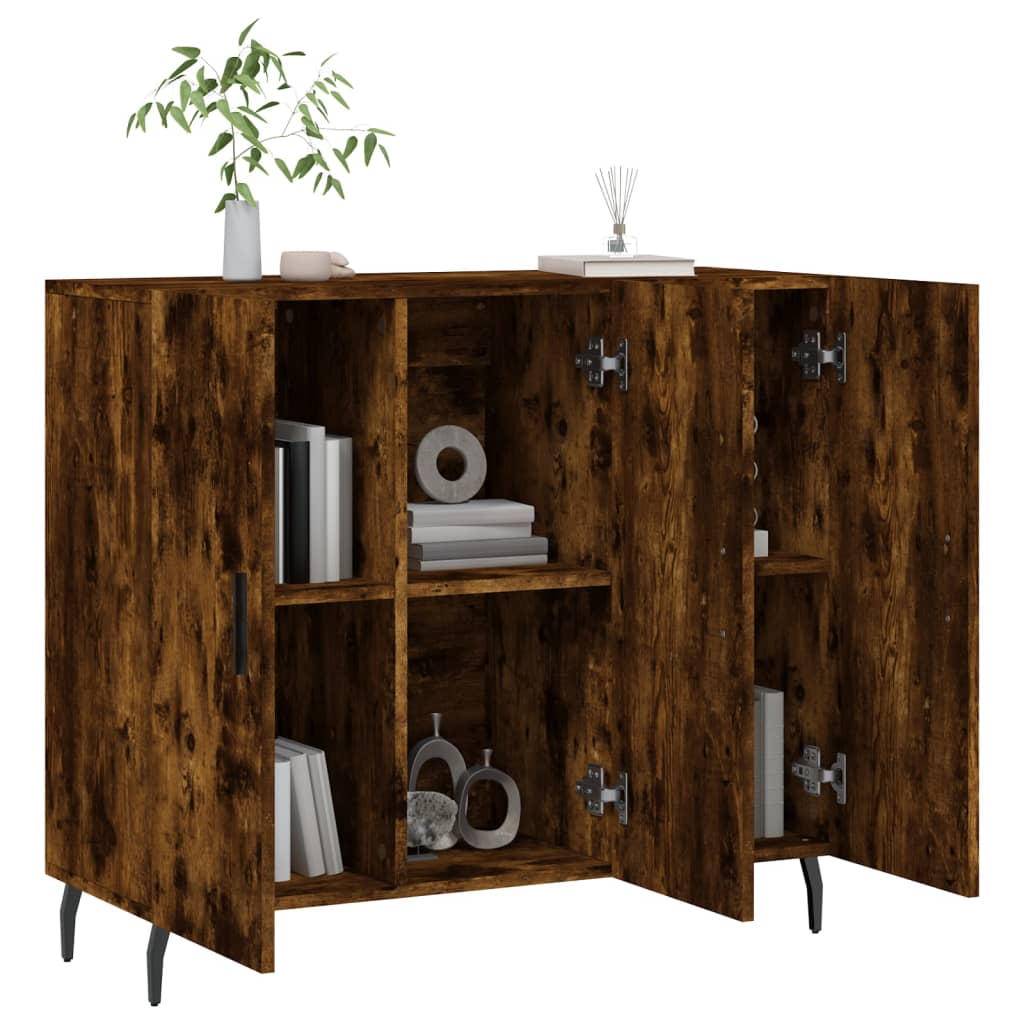 vidaXL Dulap, stejar fumuriu, 90x34x80 cm, lemn compozit