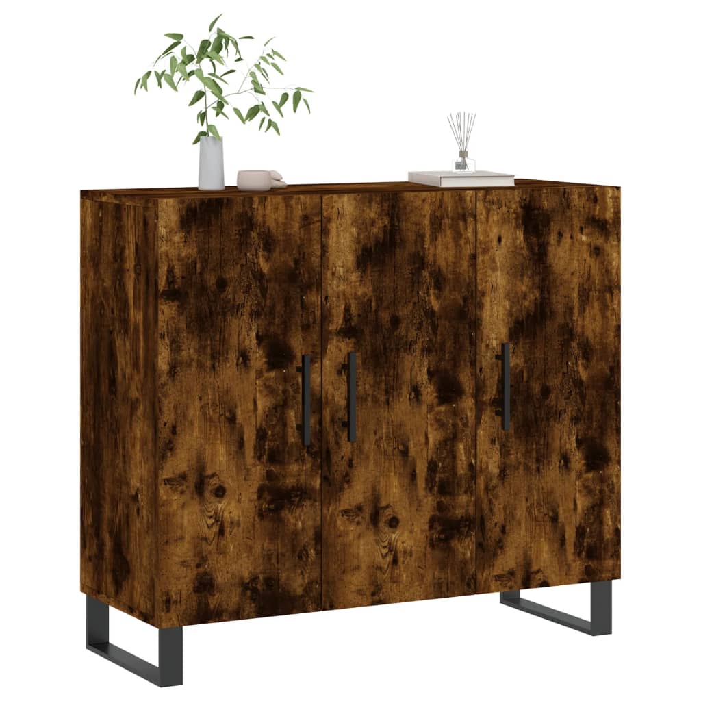 vidaXL Dulap, stejar fumuriu, 90x34x80 cm, lemn compozit