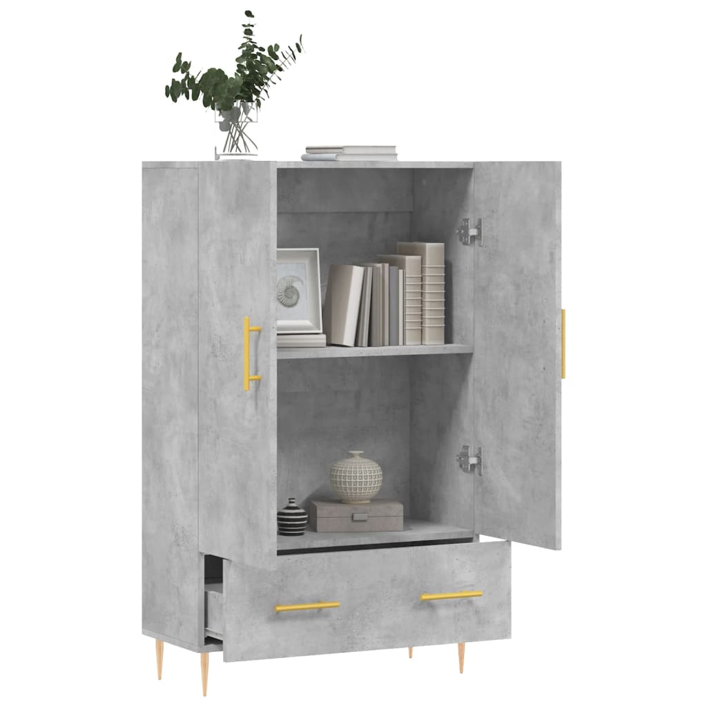 vidaXL Dulap înalt, gri beton, 69,5x31x115 cm, lemn prelucrat