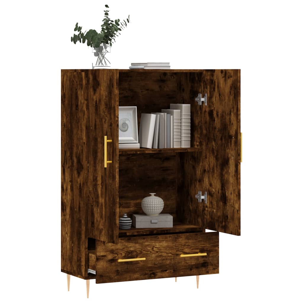 vidaXL Dulap înalt, stejar afumat, 69,5x31x115 cm, lemn prelucrat