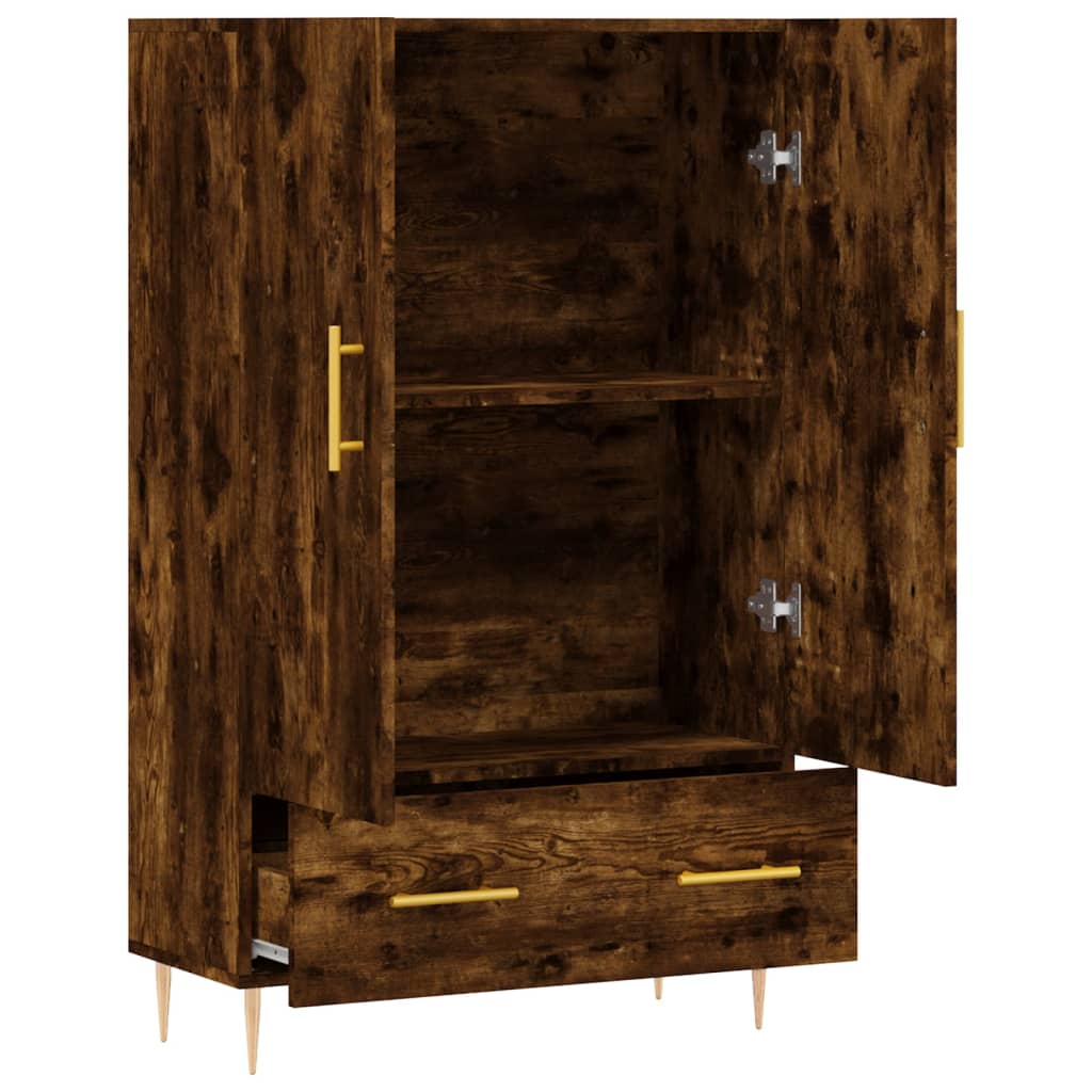 vidaXL Dulap înalt, stejar afumat, 69,5x31x115 cm, lemn prelucrat