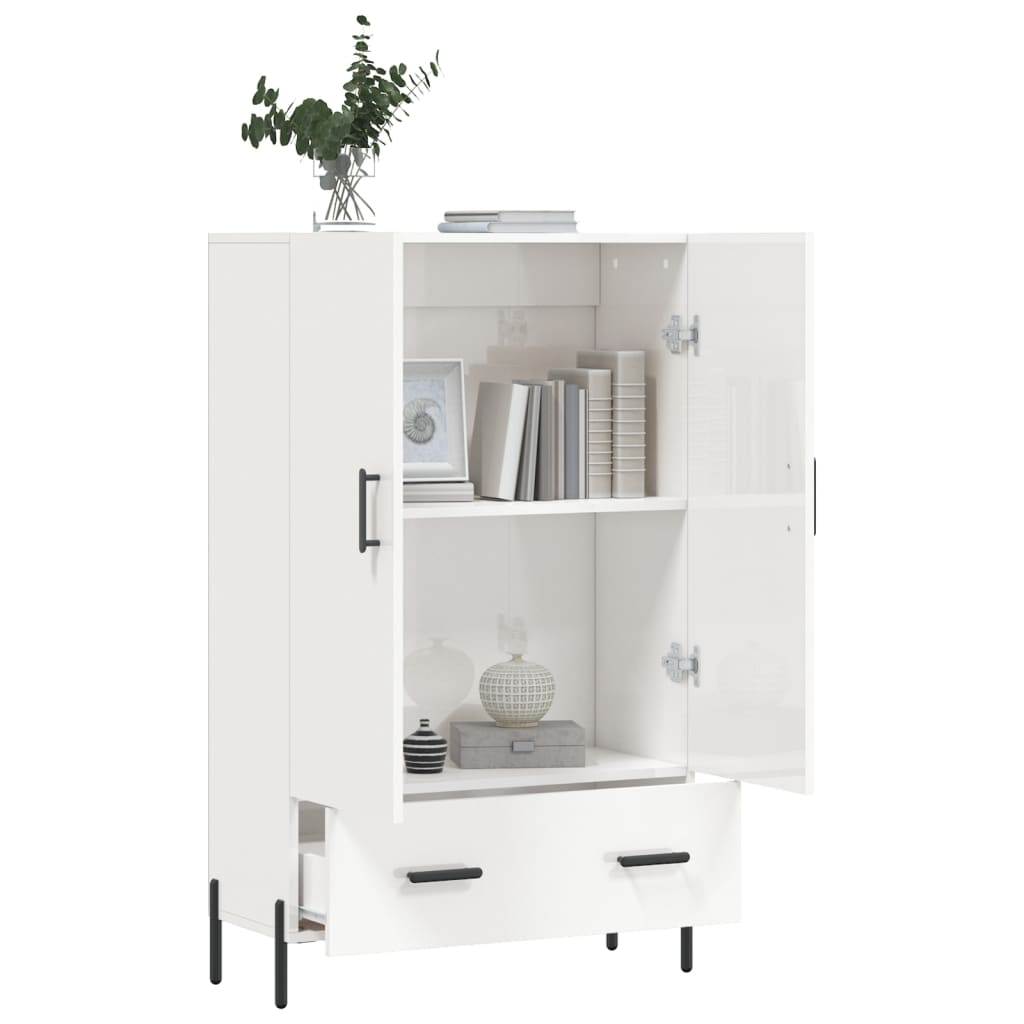 vidaXL Dulap înalt, alb extralucios, 69,5x31x115 cm, lemn prelucrat vidaXL Dulap înalt, alb extralucios, 69,5x31x115 cm, lemn prelucrat