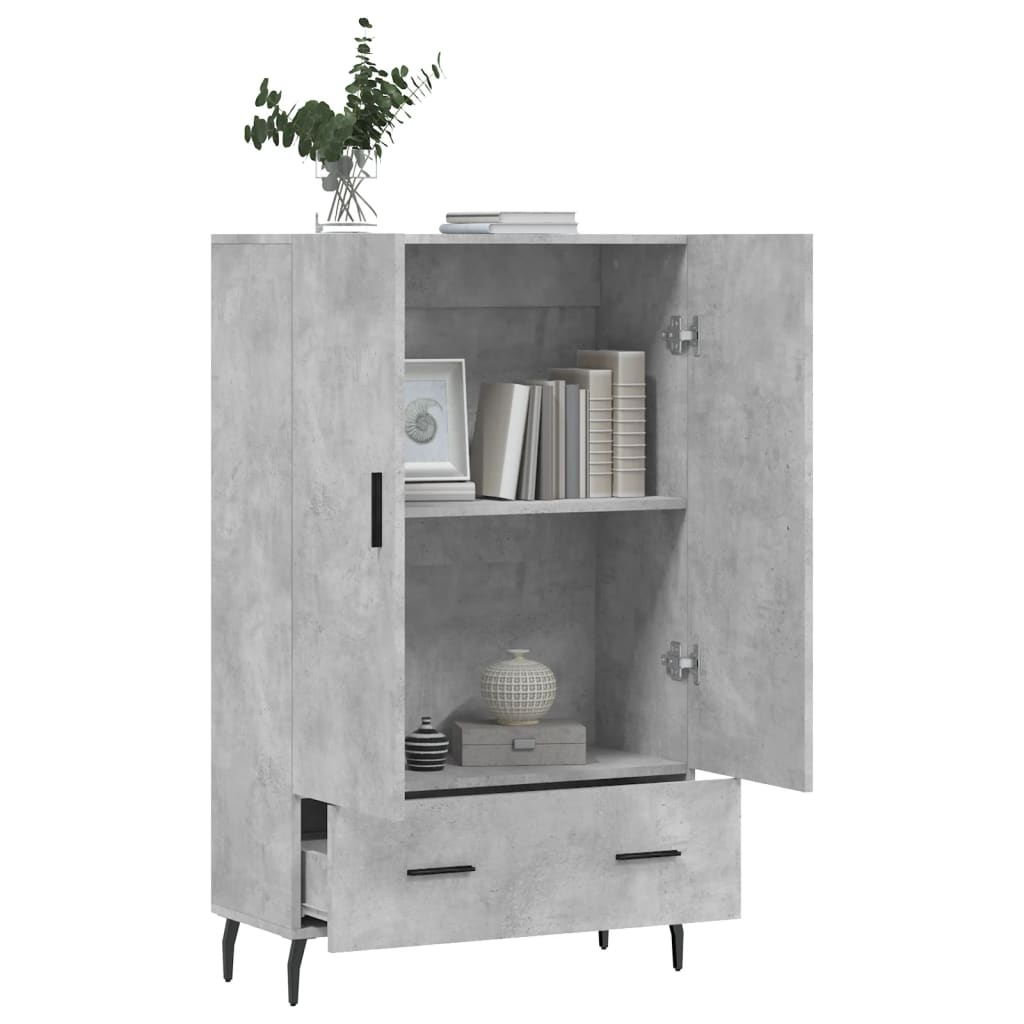 vidaXL Dulap înalt, gri beton, 69,5x31x115 cm, lemn prelucrat