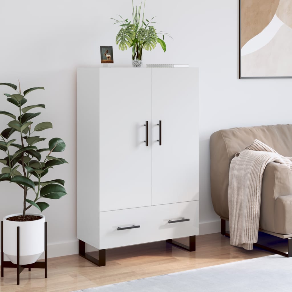 vidaXL Dulap înalt, alb extralucios, 69,5x31x115 cm, lemn prelucrat vidaXL Dulap înalt, alb extralucios, 69,5x31x115 cm, lemn prelucrat