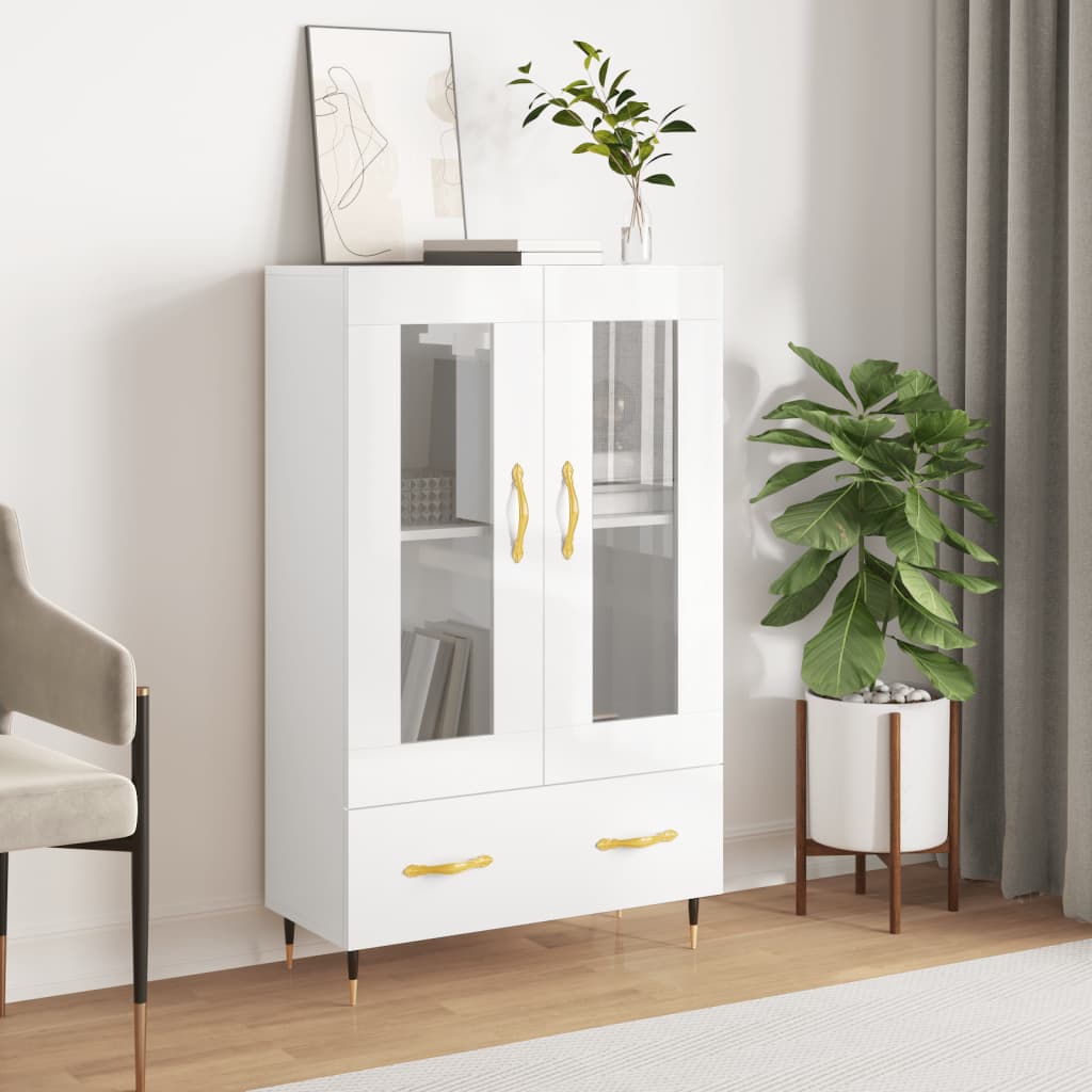 vidaXL Dulap înalt, alb extralucios, 69,5x31x115 cm, lemn prelucrat vidaXL Dulap înalt, alb extralucios, 69,5x31x115 cm, lemn prelucrat