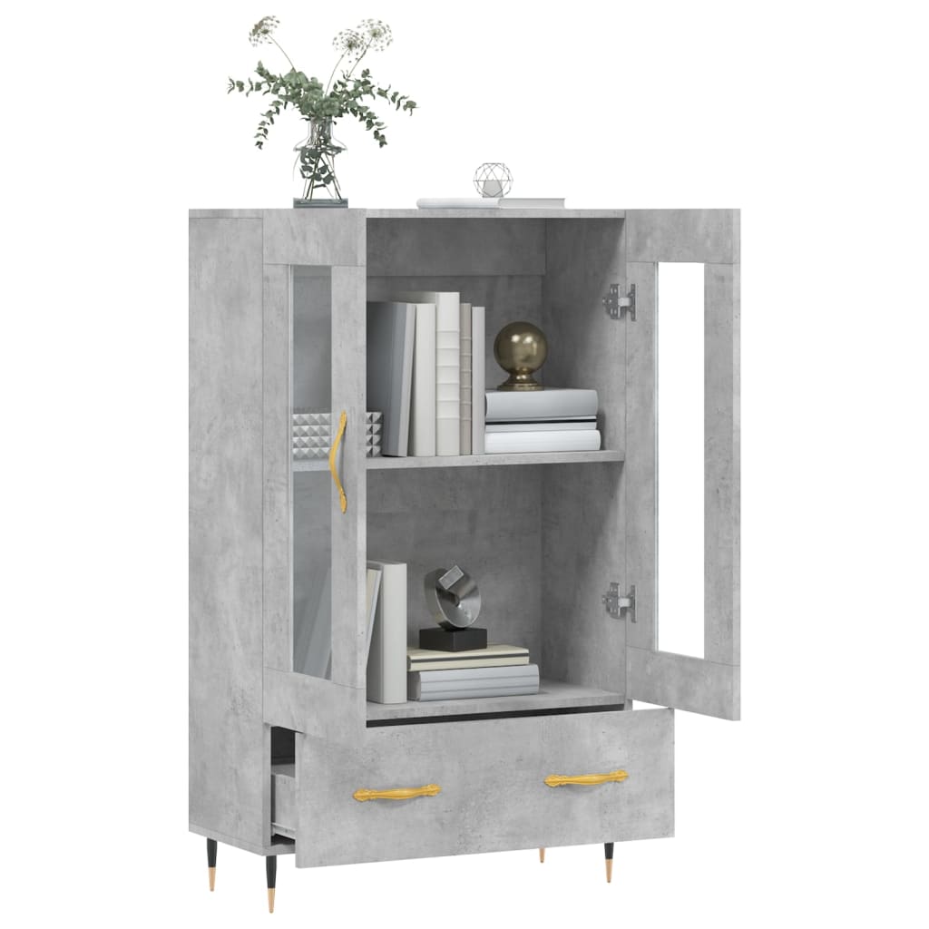 vidaXL Dulap înalt, gri beton, 69,5x31x115 cm, lemn prelucrat